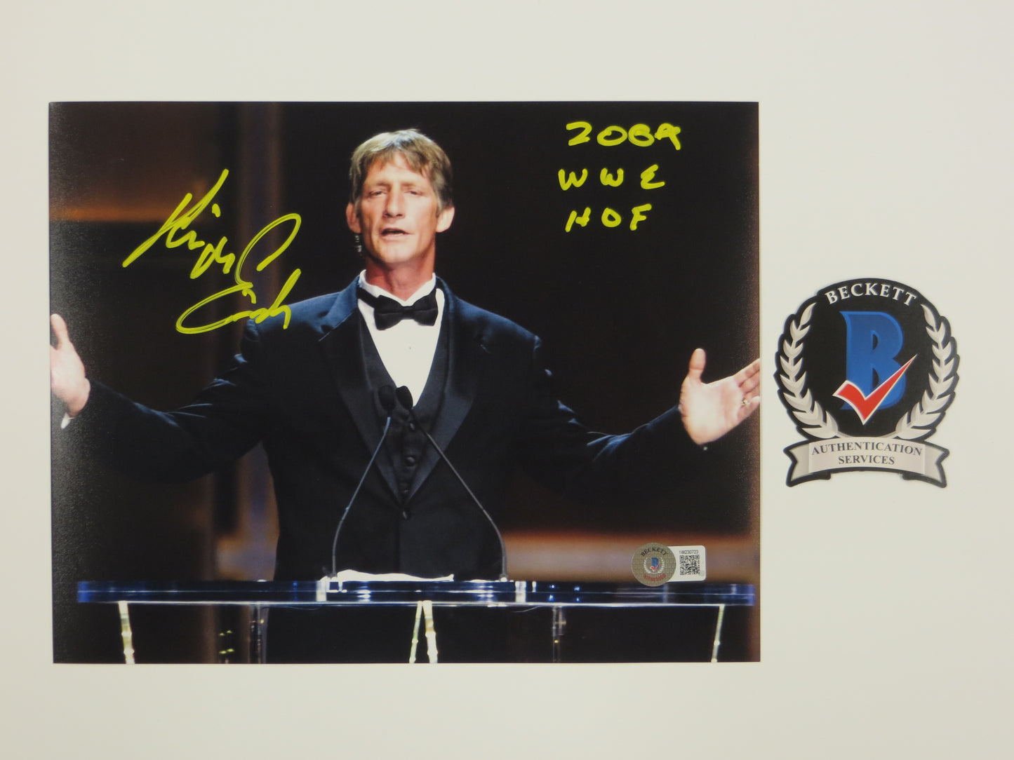 KEVIN VON ERICH SIGNED 8x10 Hall of Fame Speech PHOTO w/2009 WWE HOF BAS