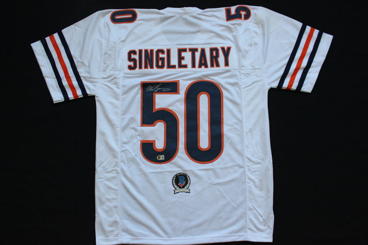 MIKE SINGLETARY CHICAGO BEARS SIGNED WHITE JERSEY Baylor Bears BAS COA