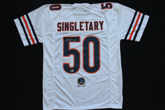 MIKE SINGLETARY CHICAGO BEARS SIGNED WHITE JERSEY Baylor Bears BAS COA
