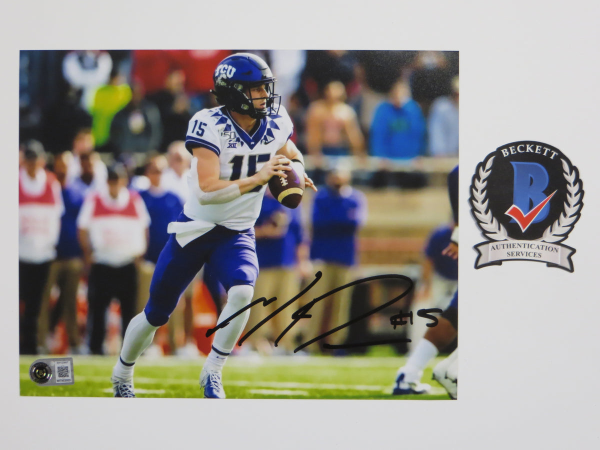 MAX DUGGAN TCU HORNED FROGS SIGNED White Jersey 8x10 PHOTO BAS