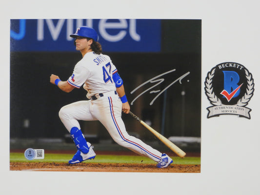 JOSH SMITH TEXAS RANGERS SIGNED 8x10 PHOTO Globe Life Field At-Bat BAS COA