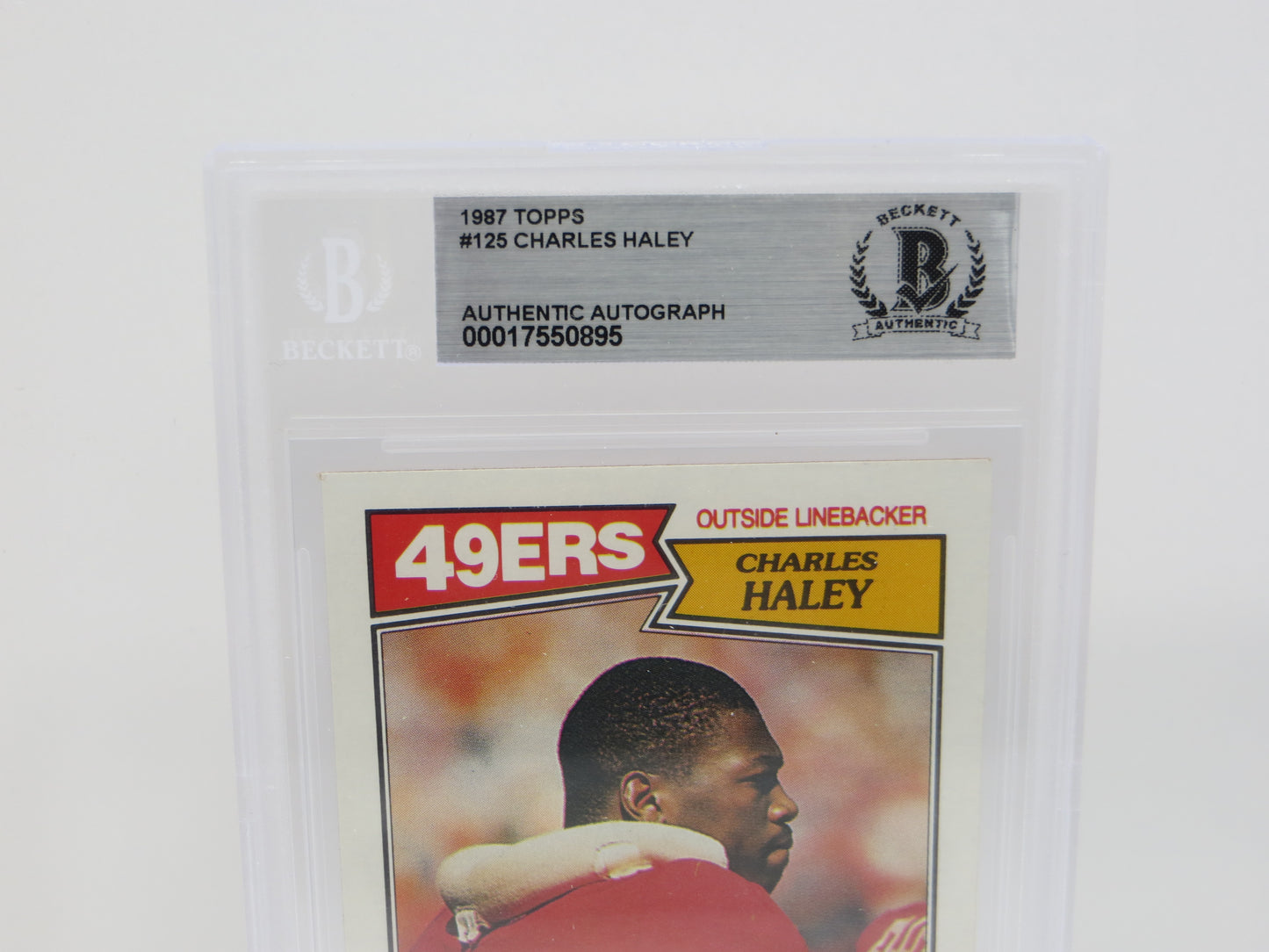 CHARLES HALEY SIGNED 1987 TOPPS #125 COWBOYS 49ers BGS BAS SLAB