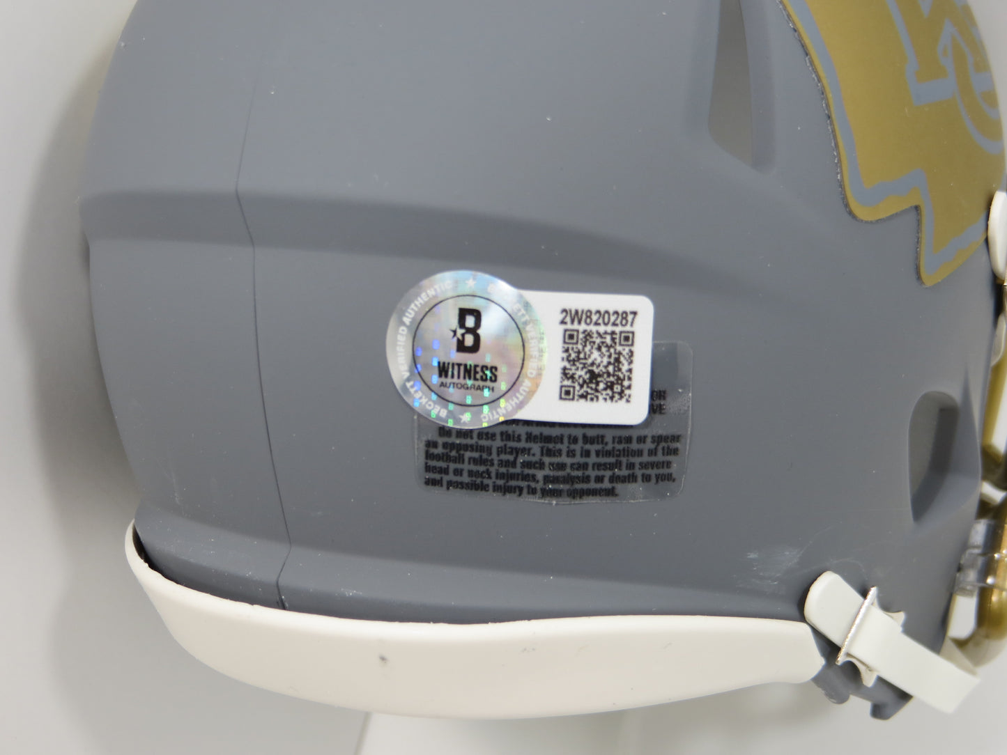 PAT PATRICK MAHOMES SR. KANSAS CITY CHIEFS SIGNED SLATE HELMET w/INSC BAS