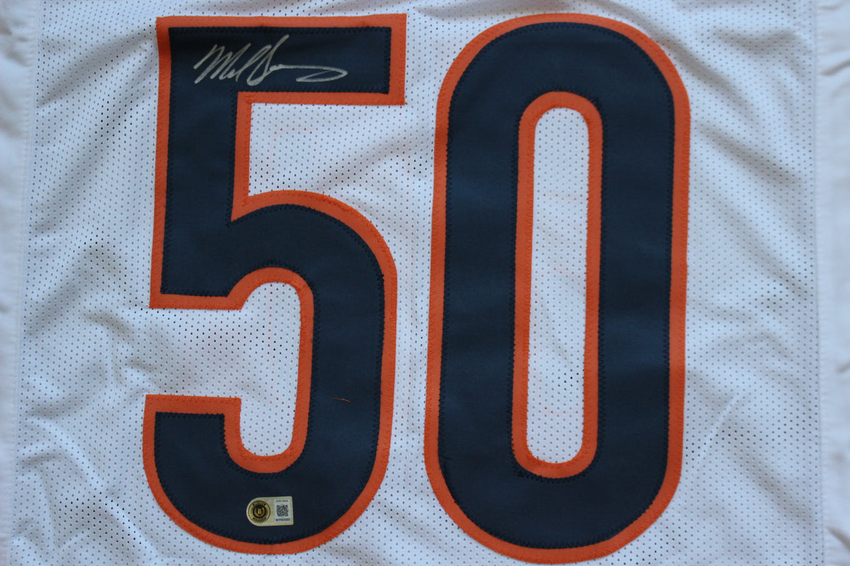 MIKE SINGLETARY CHICAGO BEARS SIGNED WHITE JERSEY Baylor Bears BAS COA