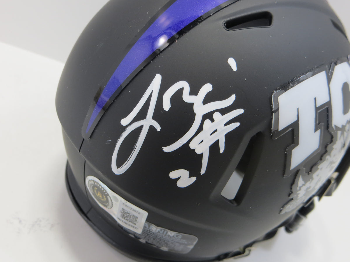 TREVONE BOYKIN TCU HORNED FROGS SIGNED Black MINI HELMET BAS