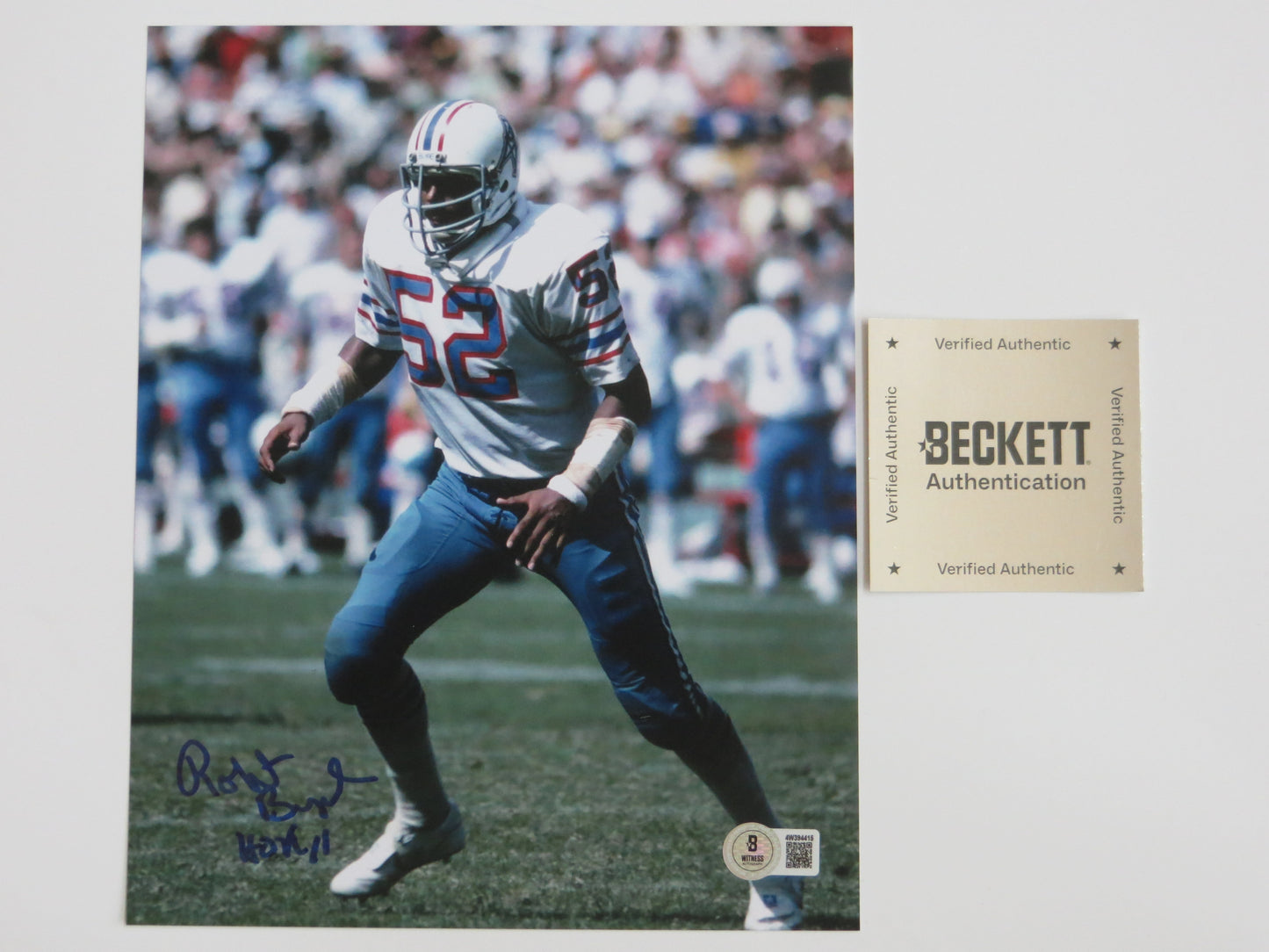 ROBERT BRAZILE HOUSTON OILERS SIGNED 8x10 PHOTO w/HOF 18 BAS