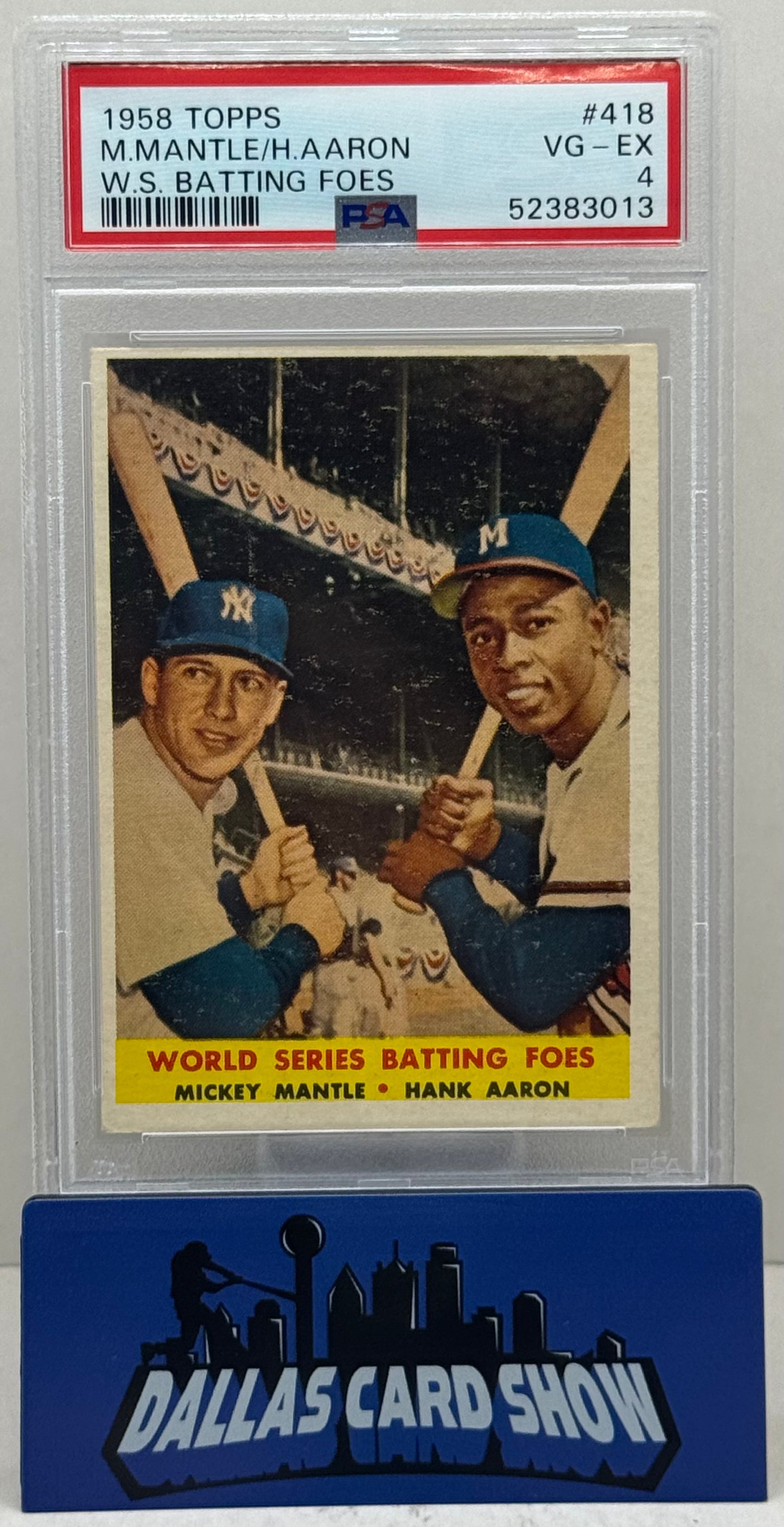 1958 Topps #418 Mantle,Aaron World Series Batting Foes PSA 4