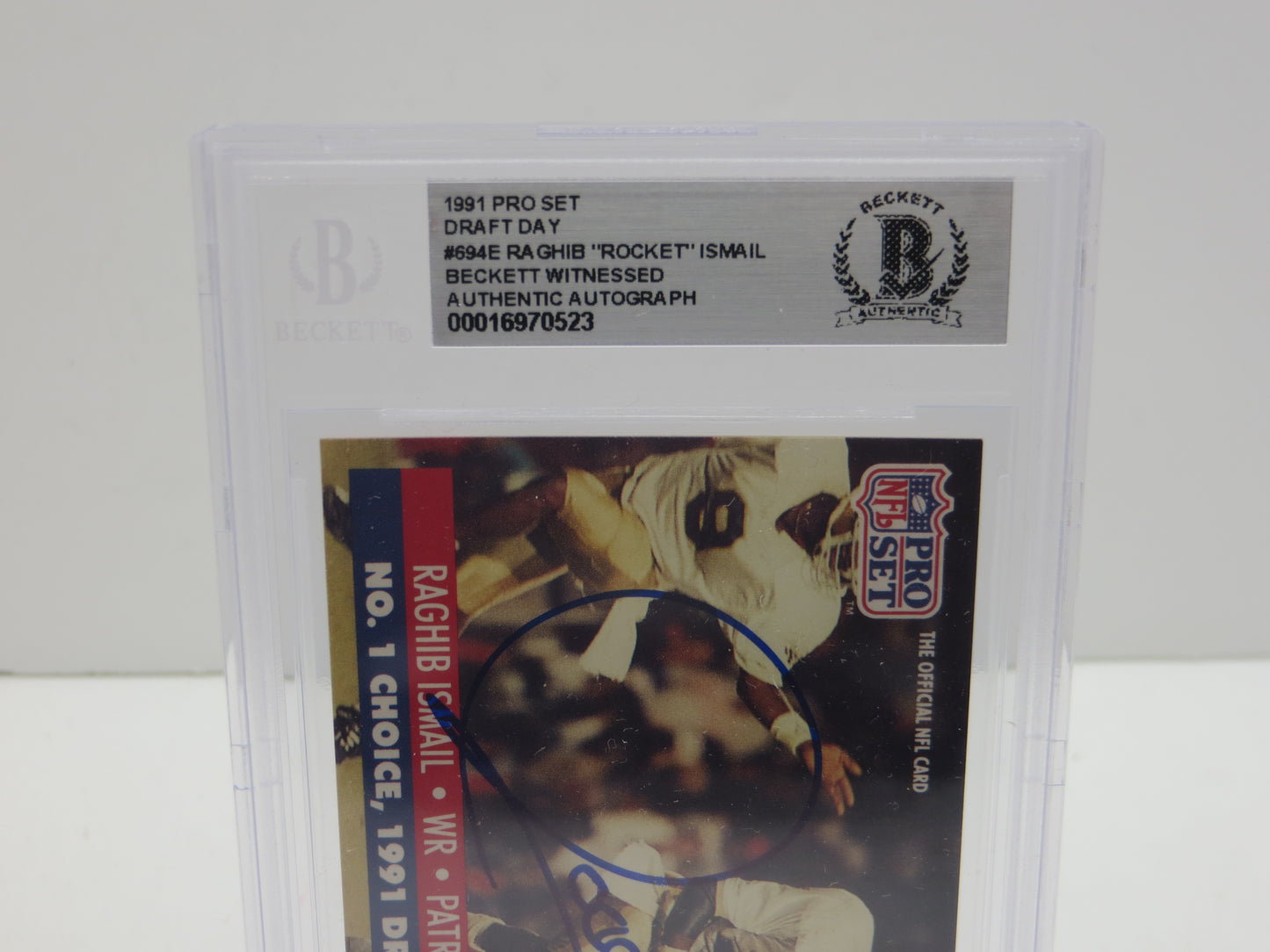 1991 PRO SET DRAFT DAY #694E RAGHIB "ROCKET" ISMAIL BGS 10 AUTO