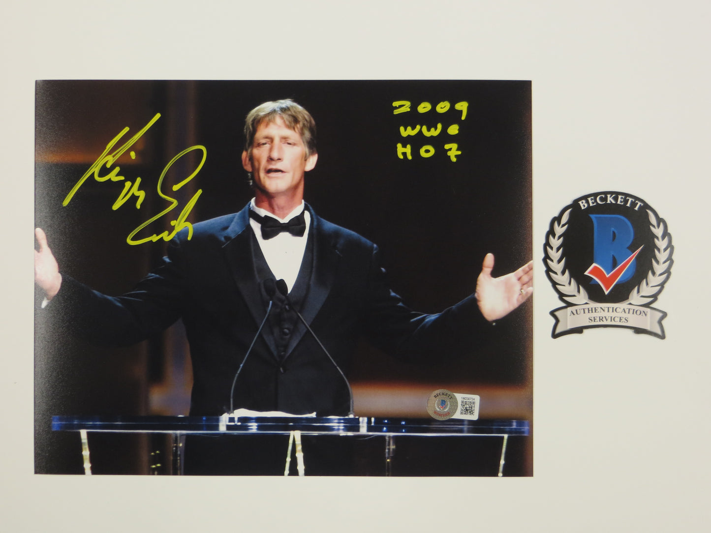 KEVIN VON ERICH SIGNED 8x10 Hall of Fame Speech PHOTO w/2009 WWE HOF BAS