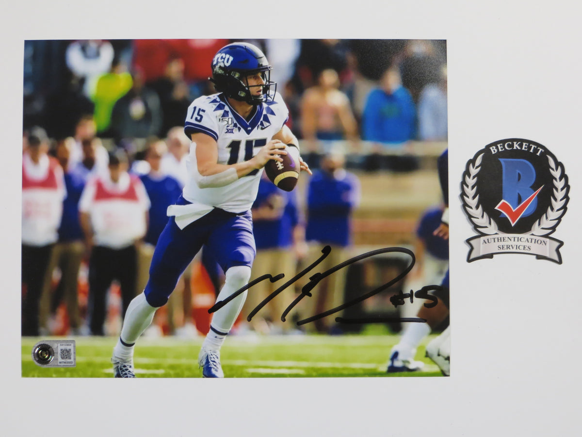 MAX DUGGAN TCU HORNED FROGS SIGNED White Jersey 8x10 PHOTO BAS