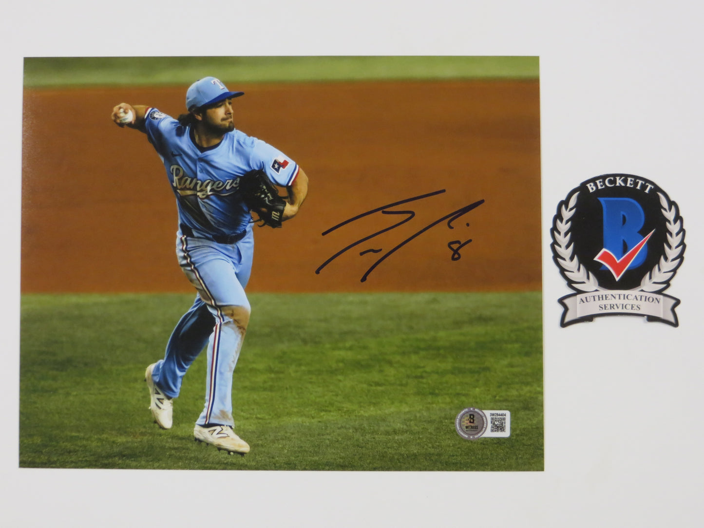 JOSH SMITH TEXAS RANGERS SIGNED 8x10 PHOTO ALT Jersey Light Blue FIELDING BAS