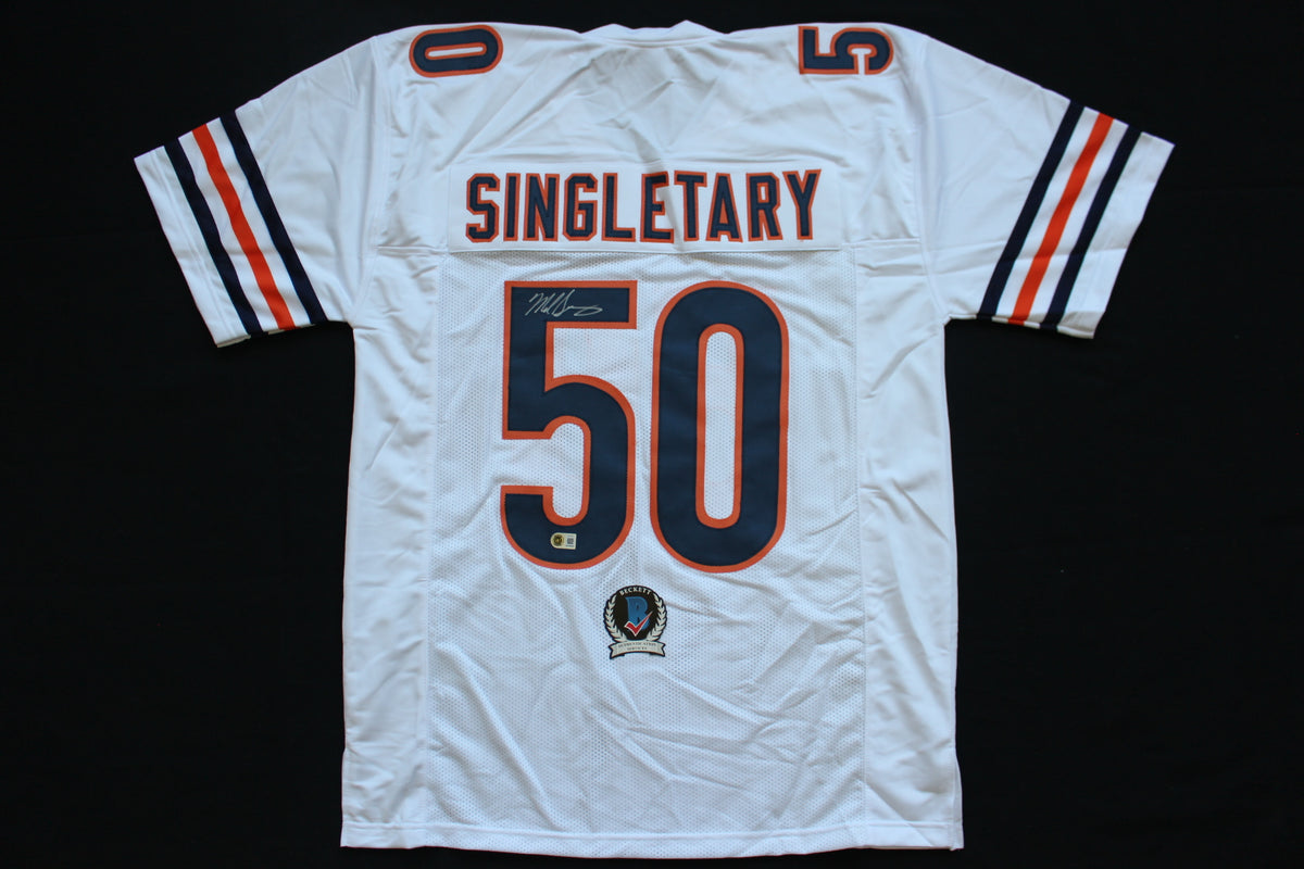 MIKE SINGLETARY CHICAGO BEARS SIGNED WHITE JERSEY Baylor Bears BAS COA
