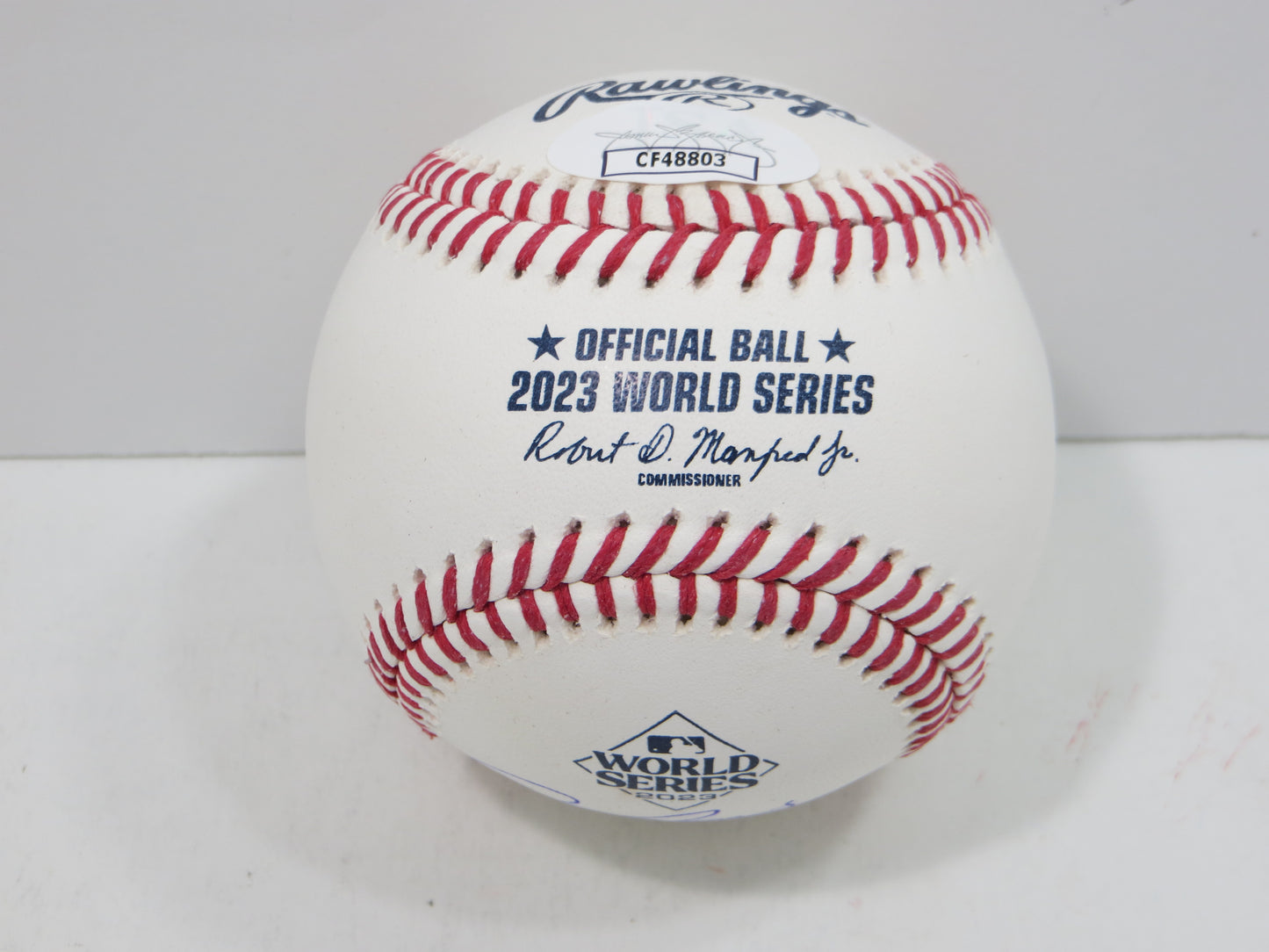 BRUCE BOCHY SIGNED Rawlings 2023 World Series BASEBALL w/INSC Texas Rangers JSA