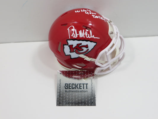 PAT PATRICK MAHOMES SR. KANSAS CITY CHIEFS SIGNED MINI HELMET w/INSC BAS COA