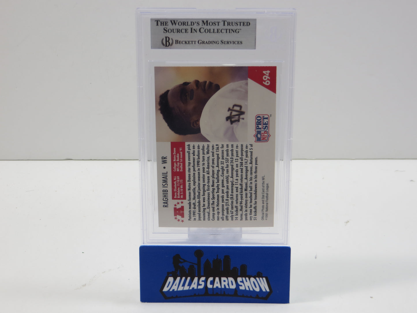 1991 PRO SET DRAFT DAY #694E RAGHIB "ROCKET" ISMAIL BGS 10 AUTO
