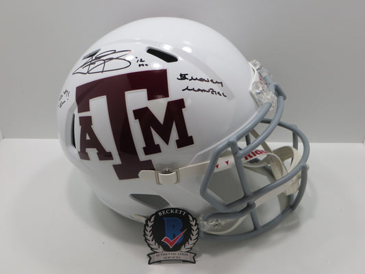 JOHNNY MANZIEL SIGNED TEXAS A&M AGGIES FULL SIZE White HELMET w/MONEY BAS