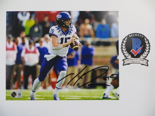 MAX DUGGAN TCU HORNED FROGS SIGNED White Jersey 8x10 PHOTO BAS