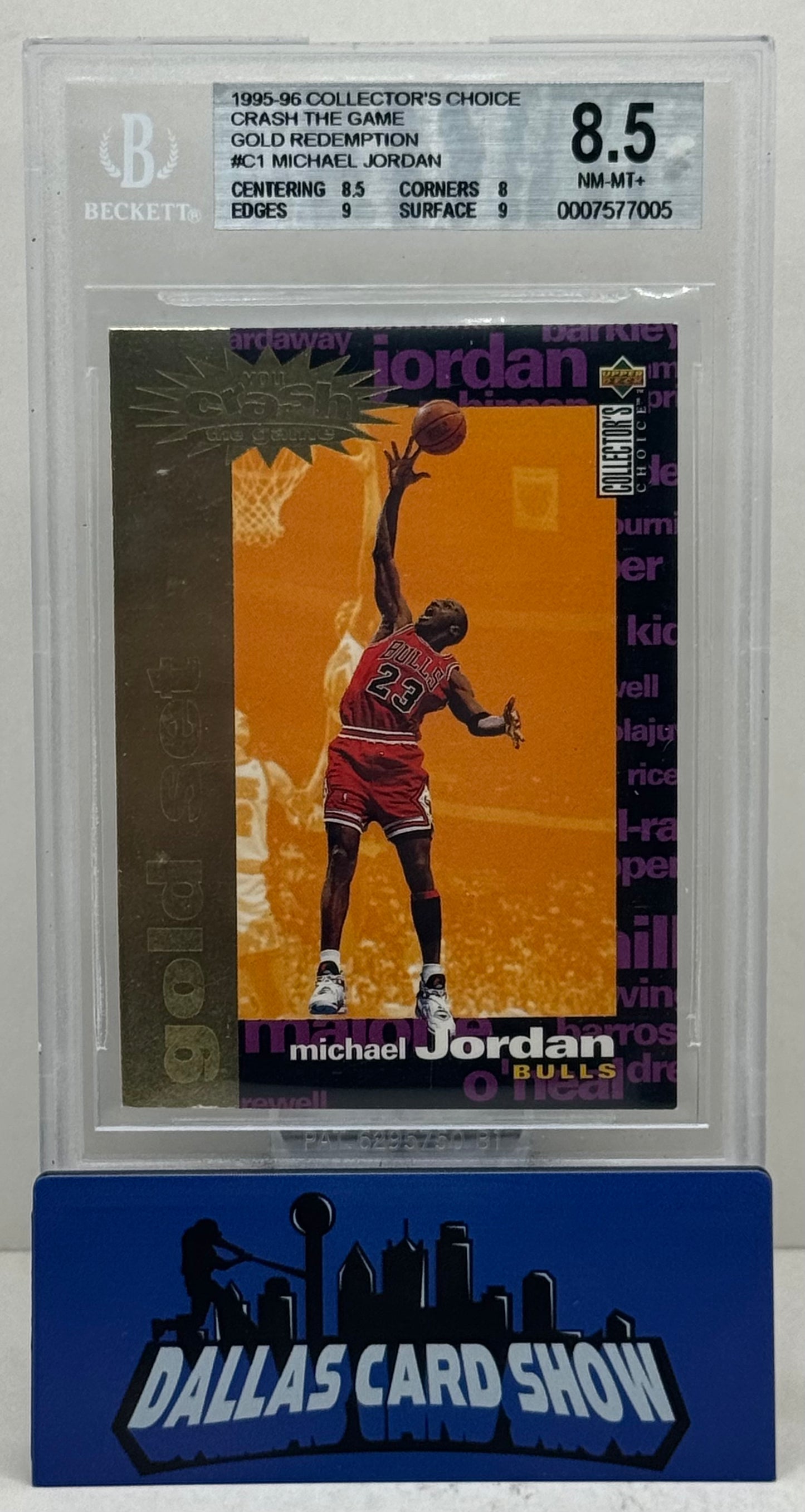 1995-96 Collectors Choice #C1 Michael Jordan Crash The Game Gold Redemption BGS 8.5