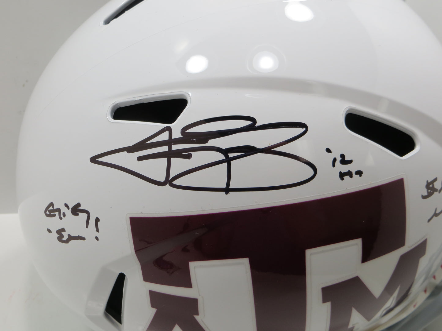 JOHNNY MANZIEL SIGNED TEXAS A&M AGGIES FULL SIZE White HELMET w/MONEY BAS