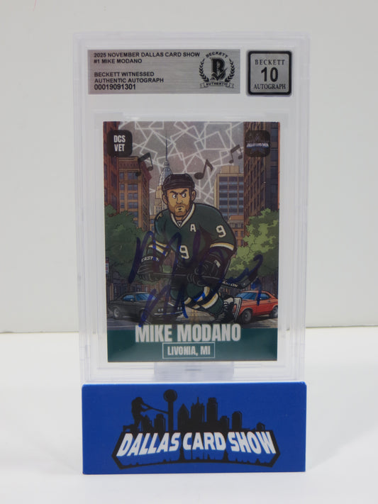 2025 NOVEMBER DALLAS CARD SHOW #1 MIKE MODANO BECKETT WITNESSED AUTHENTIC AUTO 10