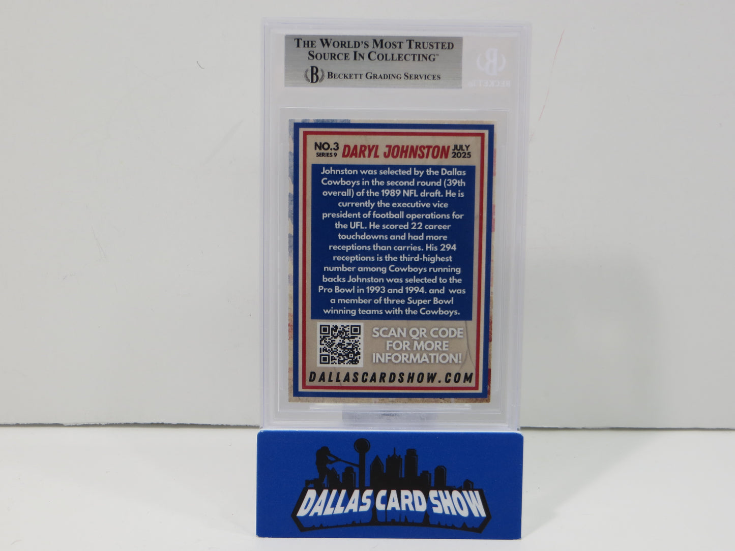 2025 Dallas Card Show Series 9 DARYL JOHNSTON SIGNED Dallas Cowboys BGS