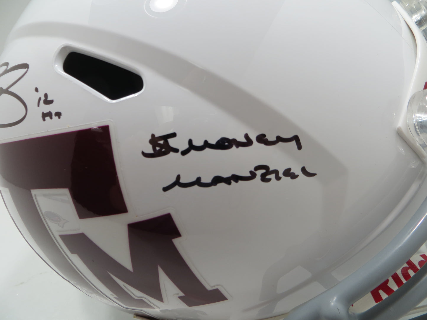 JOHNNY MANZIEL SIGNED TEXAS A&M AGGIES FULL SIZE White HELMET w/MONEY BAS