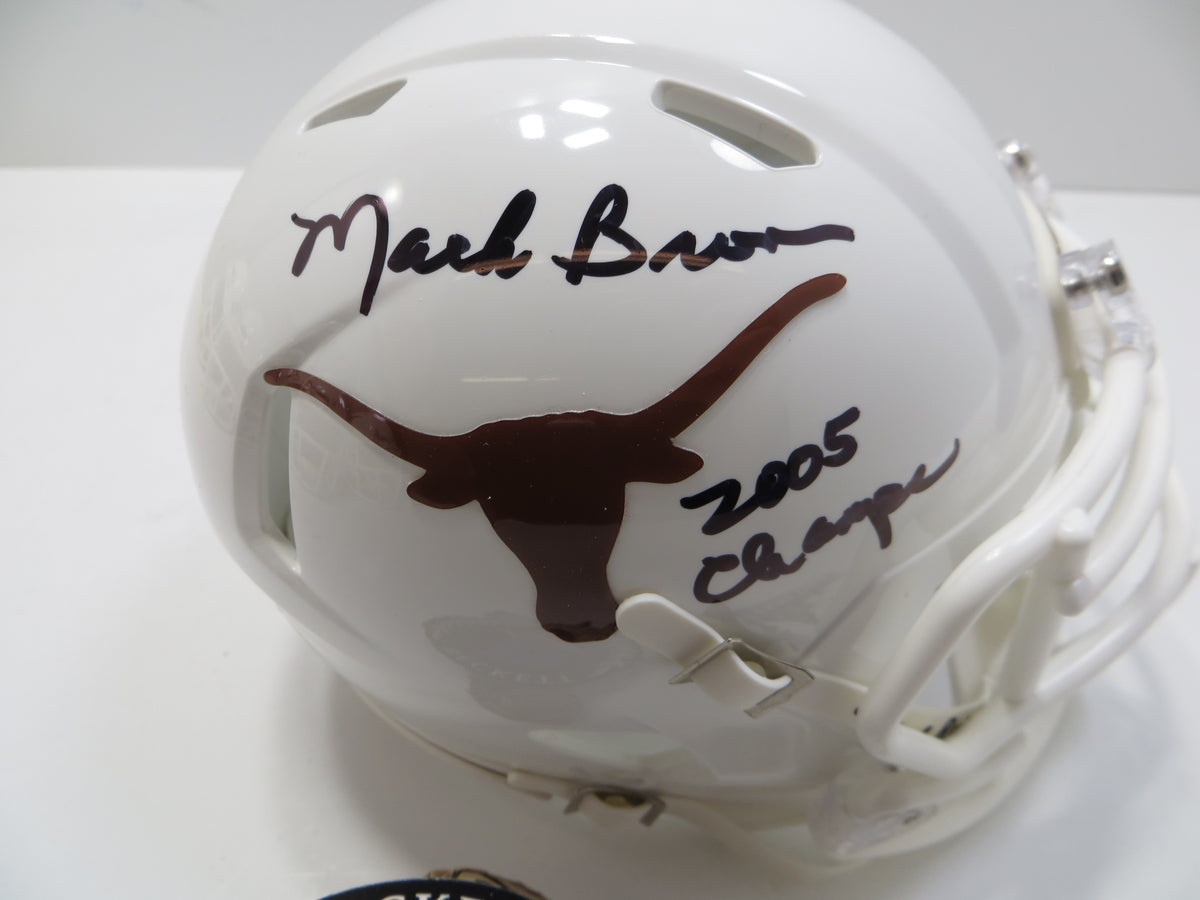 MACK BROWN TEXAS LONGHORNS SIGNED MINI HELMET w/05Champs BAS
