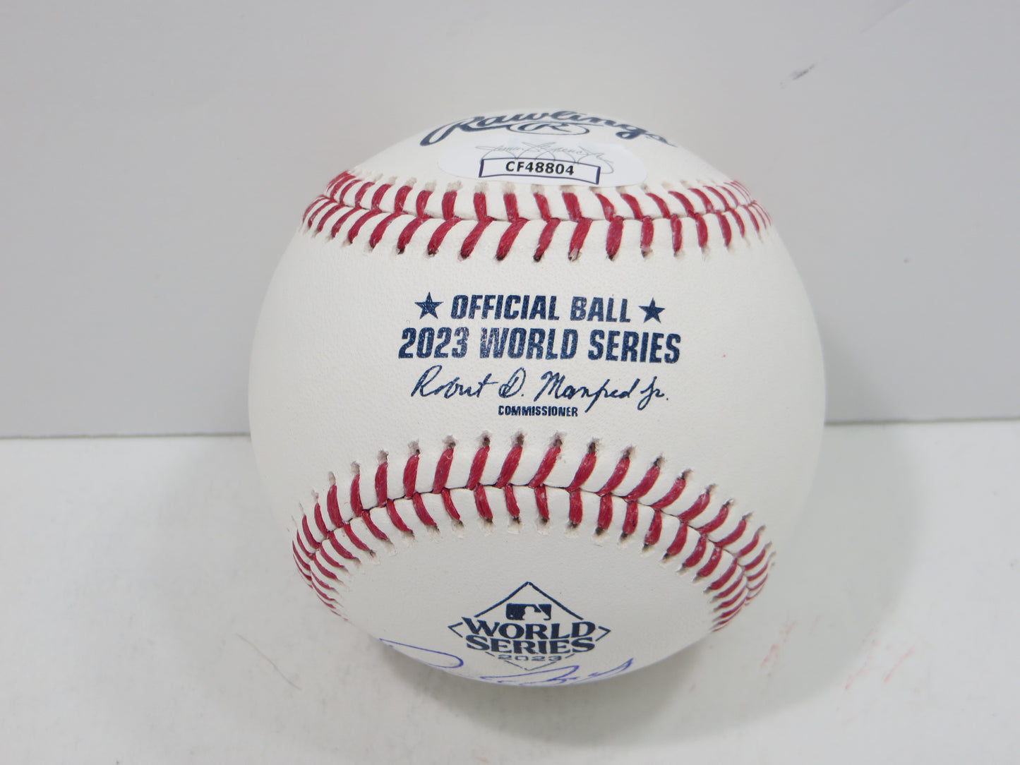 BRUCE BOCHY SIGNED Rawlings 2023 World Series BASEBALL w/INSC Texas Rangers JSA