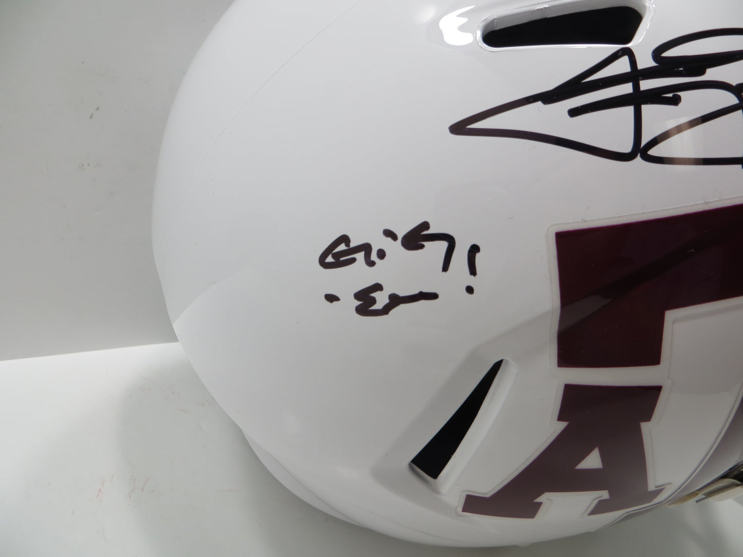 JOHNNY MANZIEL SIGNED TEXAS A&M AGGIES FULL SIZE White HELMET w/MONEY BAS