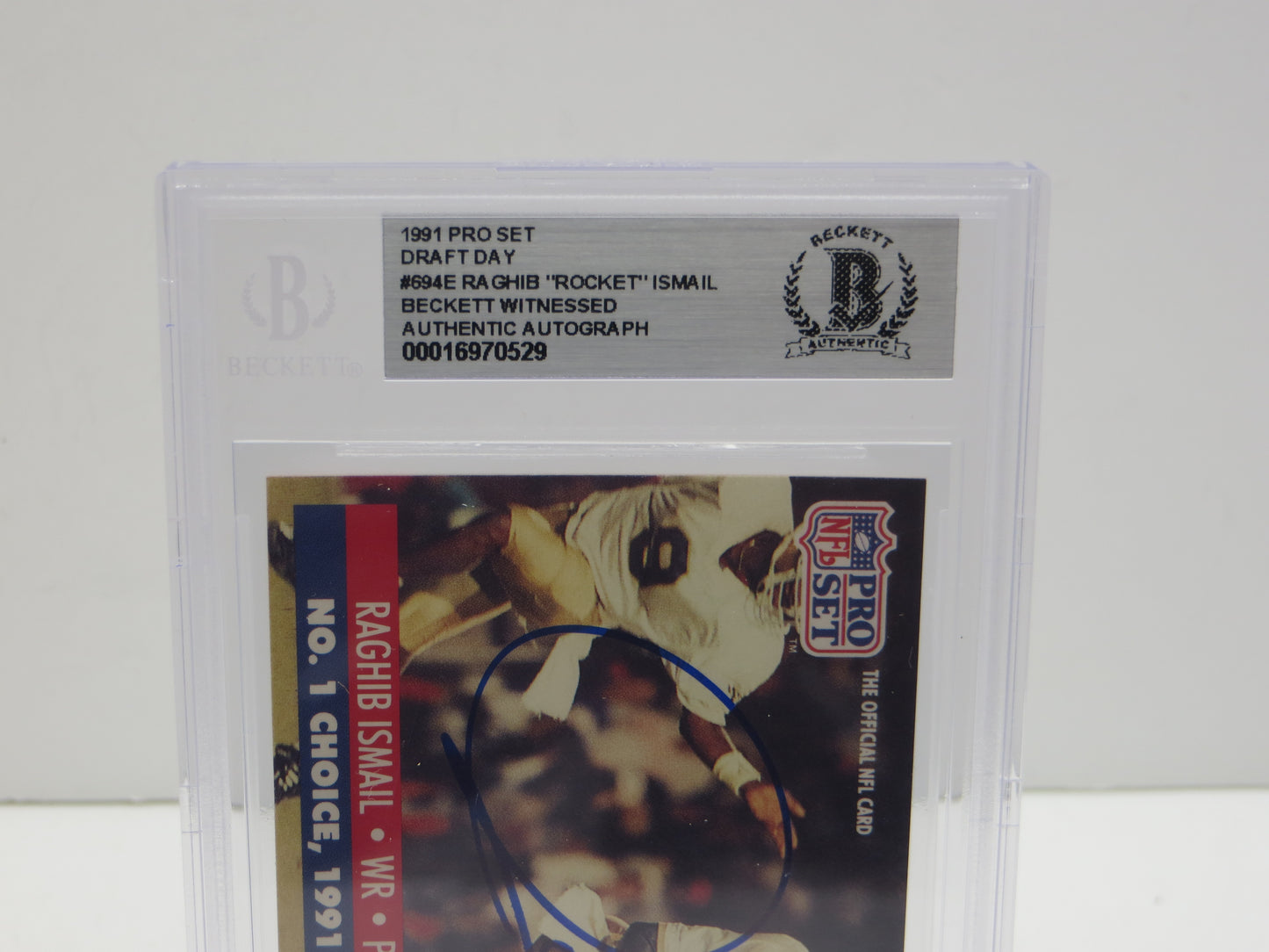 1991 PRO SET DRAFT DAY #694E RAGHIB "ROCKET" ISMAIL BGS 10 AUTO