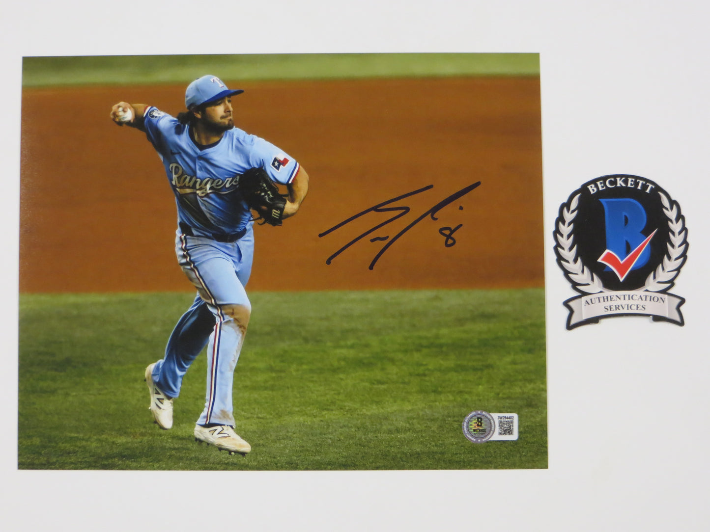 JOSH SMITH TEXAS RANGERS SIGNED 8x10 PHOTO ALT Jersey Light Blue FIELDING BAS