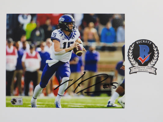 MAX DUGGAN TCU HORNED FROGS SIGNED White Jersey 8x10 PHOTO BAS