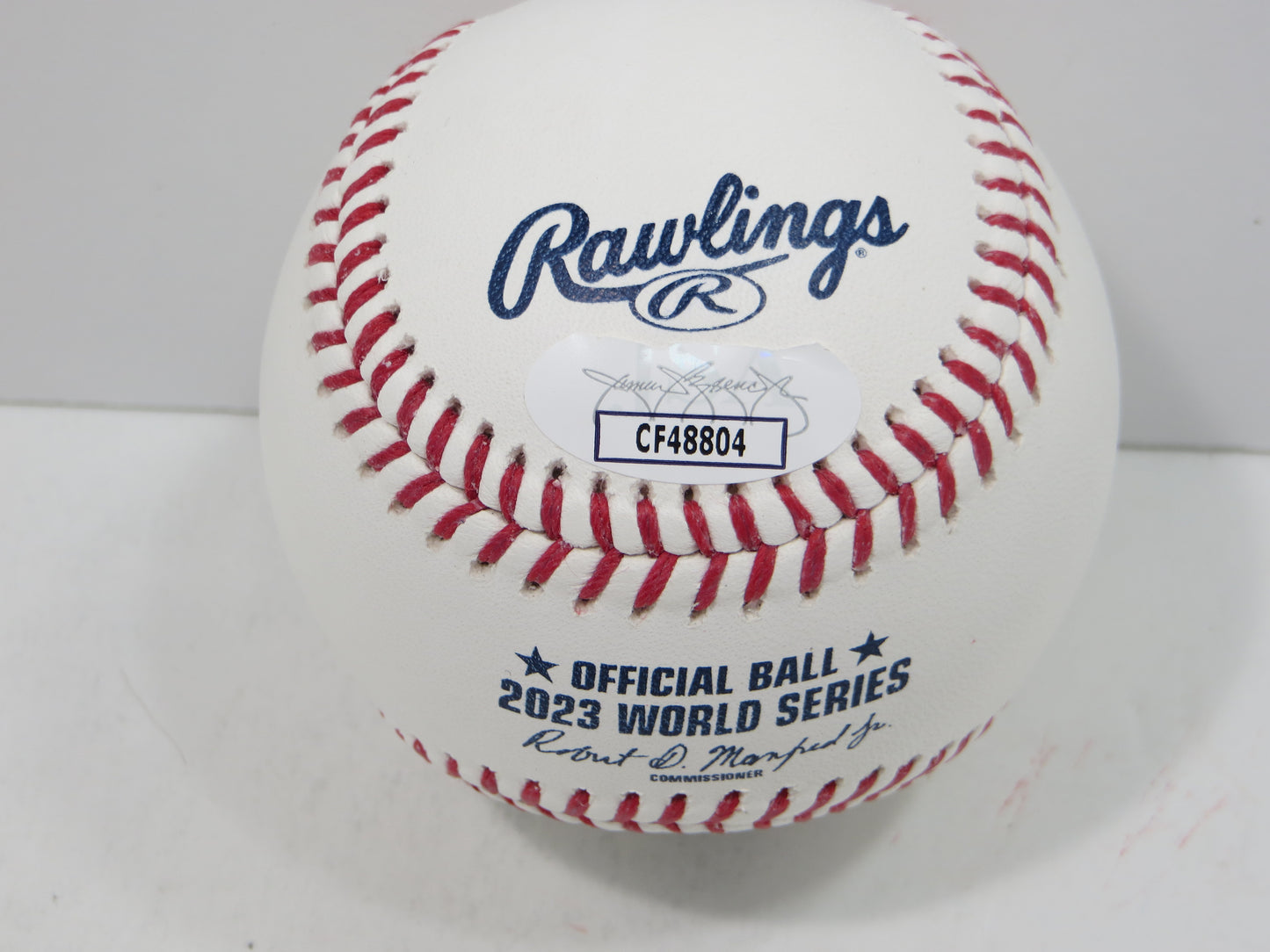 BRUCE BOCHY SIGNED Rawlings 2023 World Series BASEBALL w/INSC Texas Rangers JSA