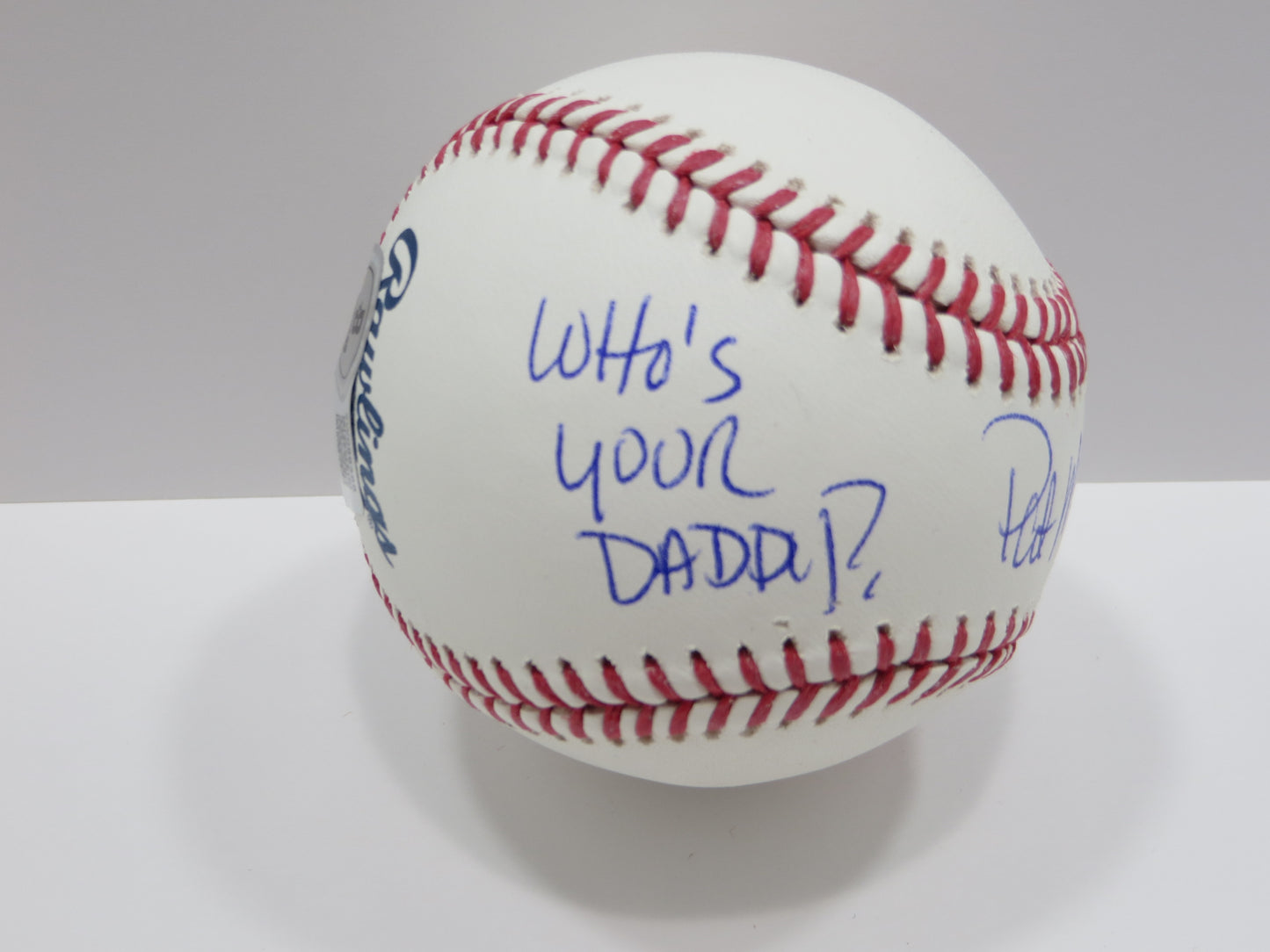 PAT PATRICK MAHOMES SR SIGNED OML BASEBALL Twins w/OG WHO'S YR DADDY BAS