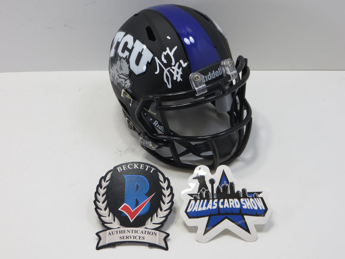 TREVONE BOYKIN TCU HORNED FROGS SIGNED Black MINI HELMET BAS