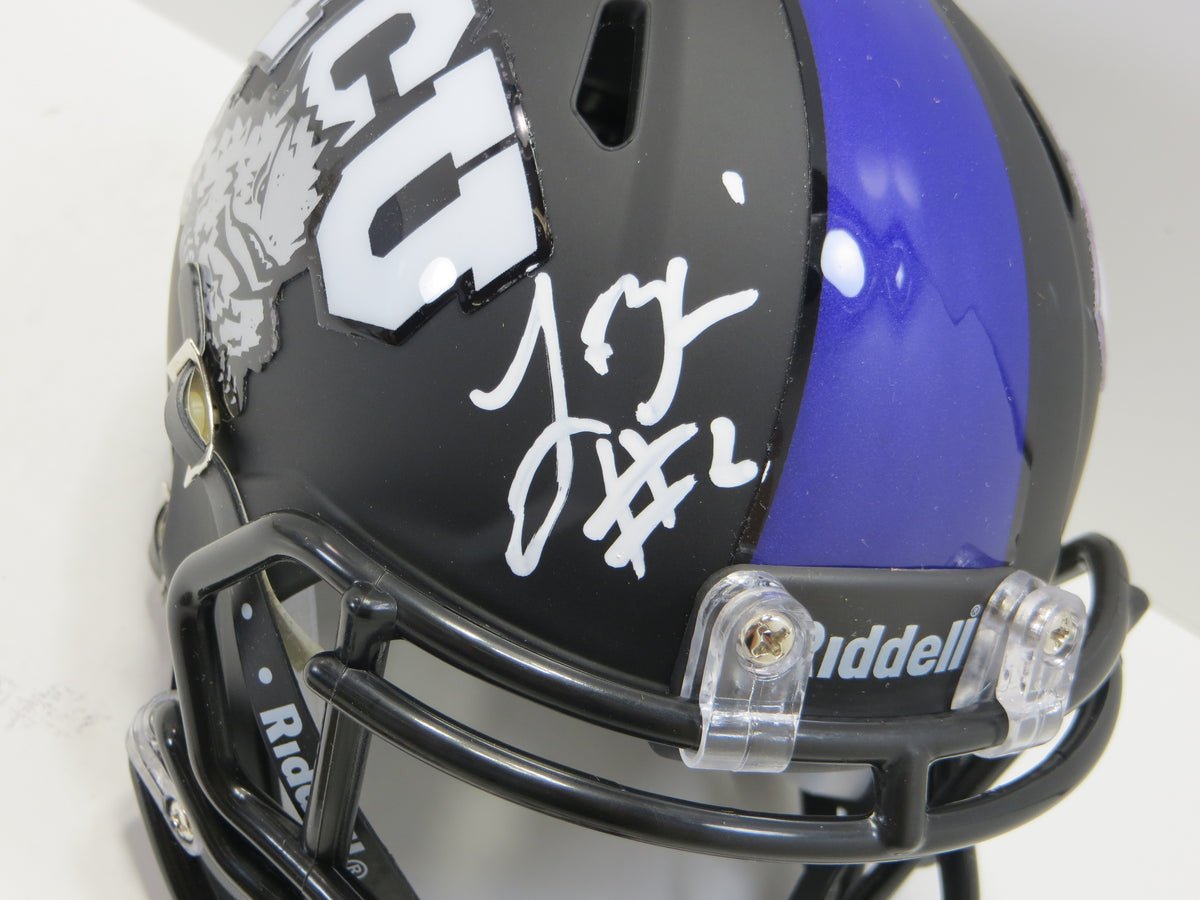 TREVONE BOYKIN TCU HORNED FROGS SIGNED Black MINI HELMET BAS