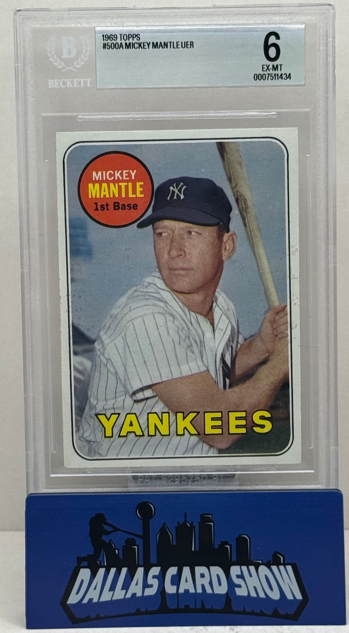 1969 Topps #500A Mickey Mantle Last in Yellow BGS 6