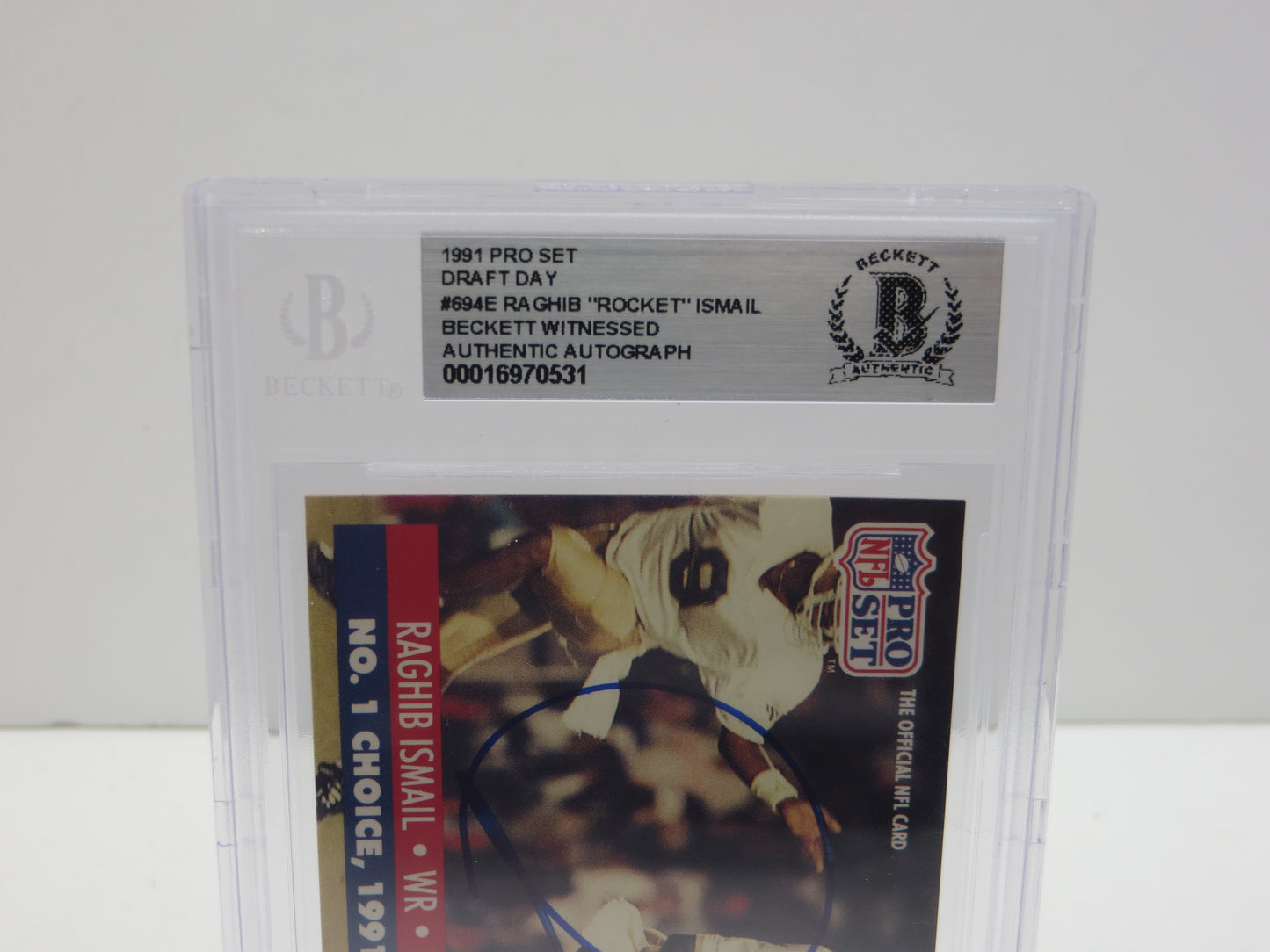 1991 PRO SET DRAFT DAY #694E RAGHIB "ROCKET" ISMAIL BGS 10 AUTO
