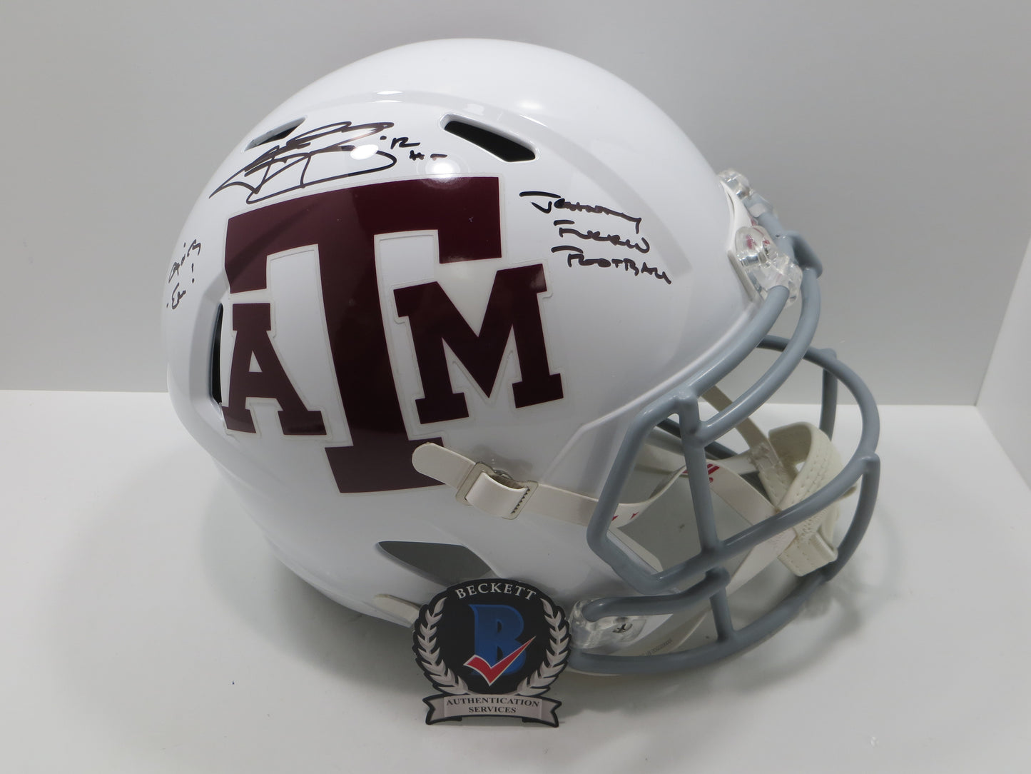 JOHNNY MANZIEL SIGNED TEXAS A&M AGGIES FULL SIZE White HELMET w/JOHNNYFB BAS