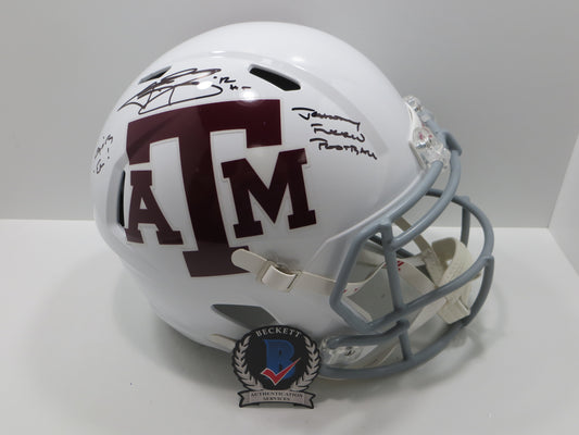 JOHNNY MANZIEL SIGNED TEXAS A&M AGGIES FULL SIZE White HELMET w/JOHNNYFB BAS