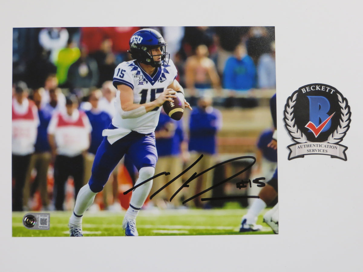MAX DUGGAN TCU HORNED FROGS SIGNED White Jersey 8x10 PHOTO BAS