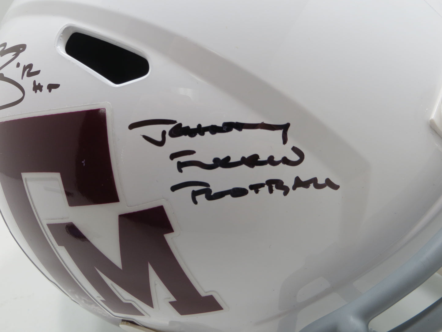 JOHNNY MANZIEL SIGNED TEXAS A&M AGGIES FULL SIZE White HELMET w/JOHNNYFB BAS