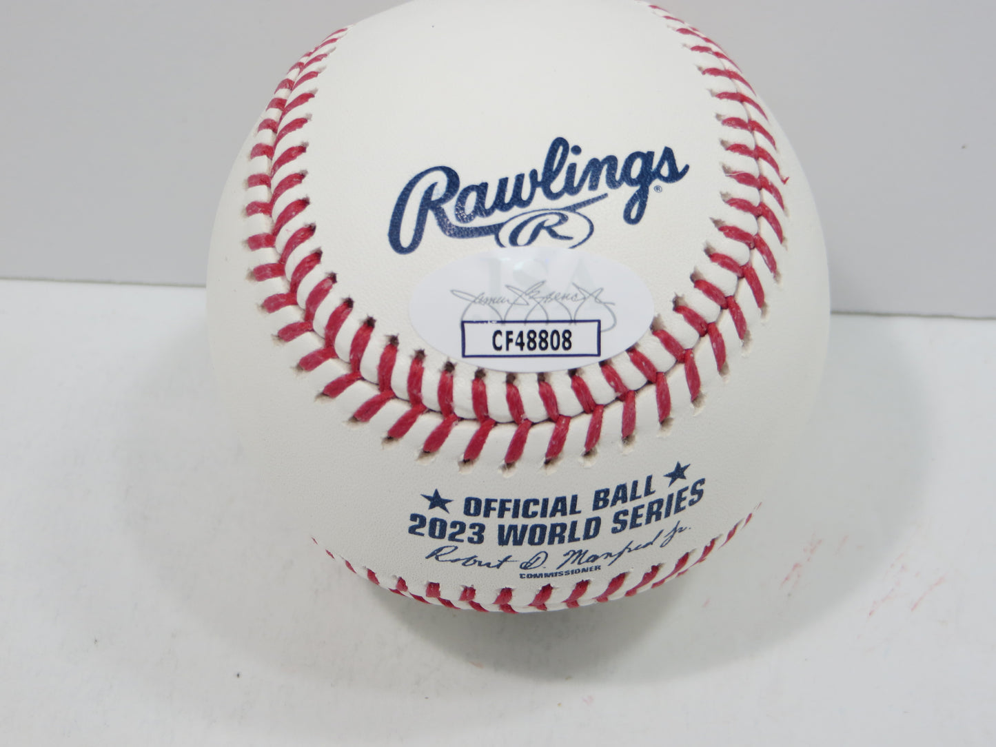 BRUCE BOCHY SIGNED Rawlings 2023 World Series BASEBALL w/INSC Texas Rangers JSA