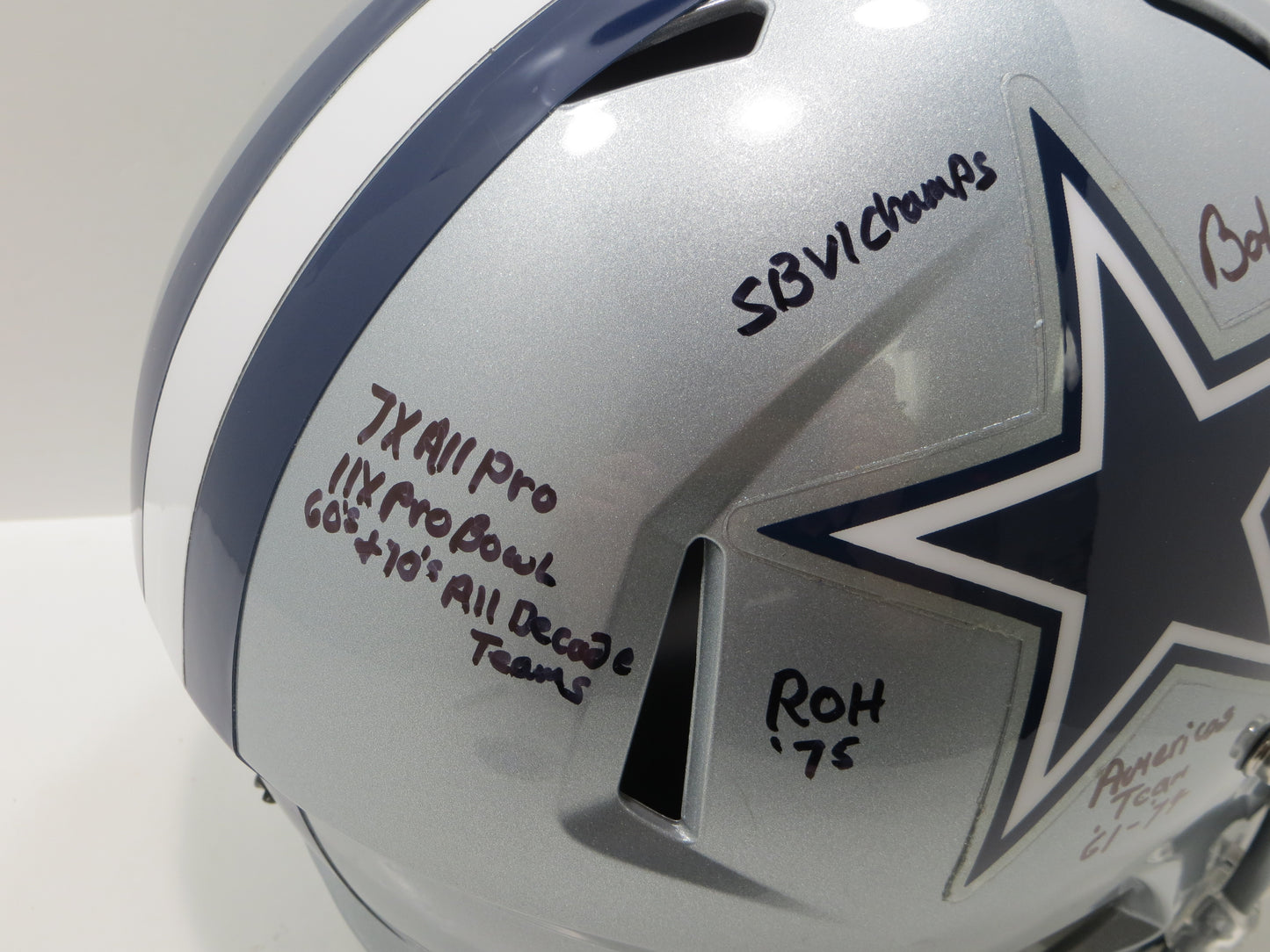 BOB LILLY SIGNED DALLAS COWBOYS RIDDELL FULL SIZE HELMET w10STATS BAS
