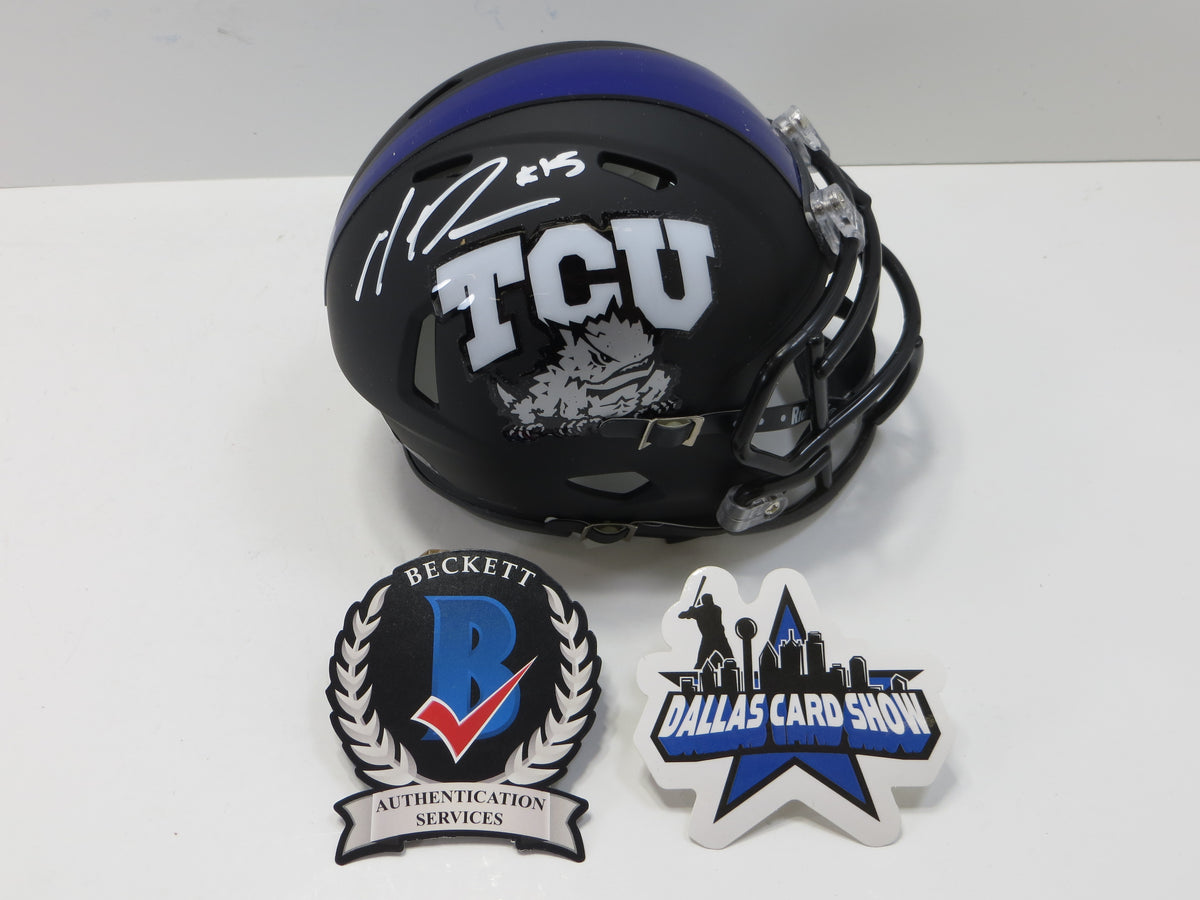 MAX DUGGAN TCU HORNED FROGS SIGNED Black MINI HELMET BAS