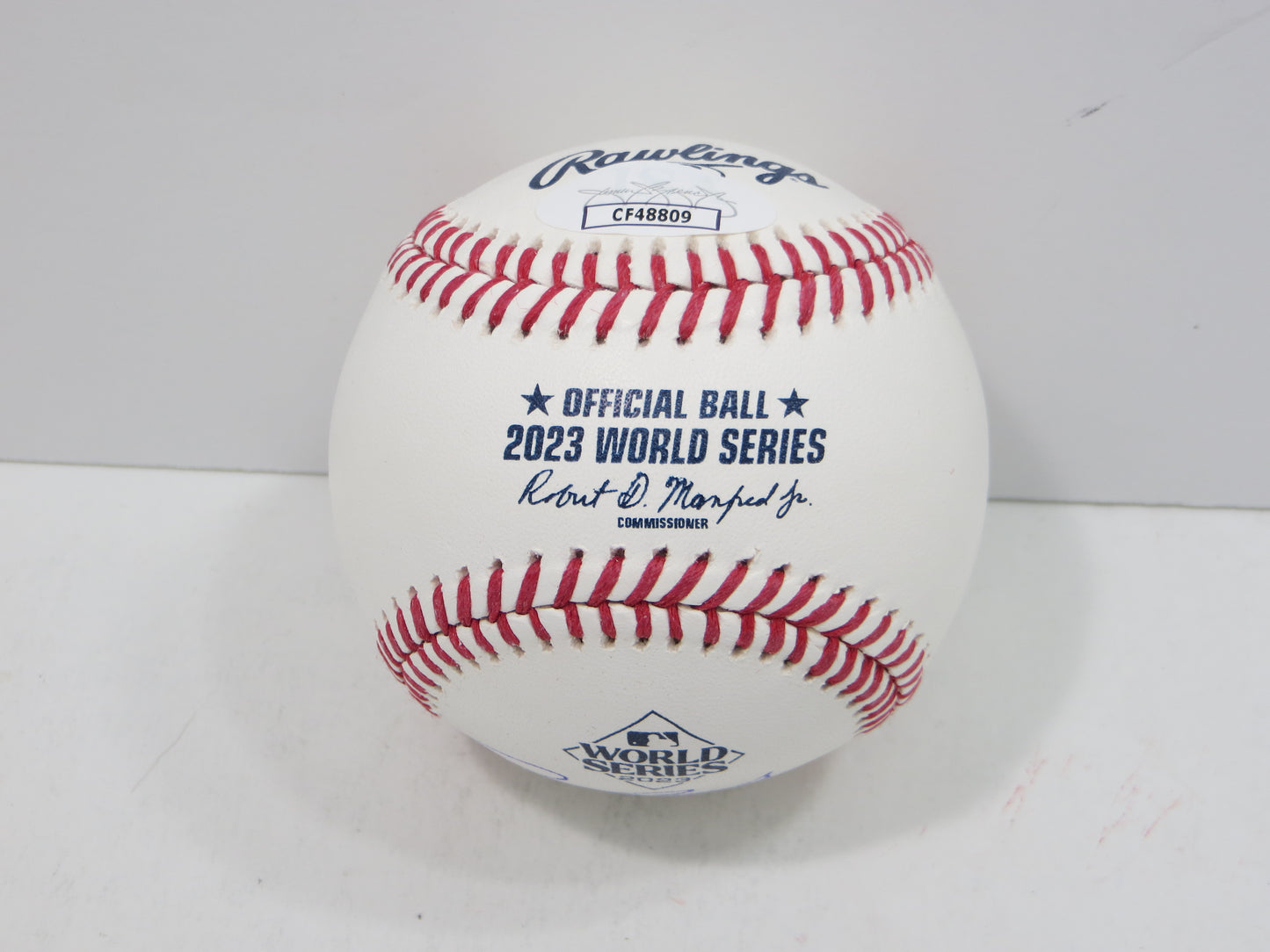 BRUCE BOCHY SIGNED Rawlings 2023 World Series BASEBALL w/INSC Texas Rangers JSA