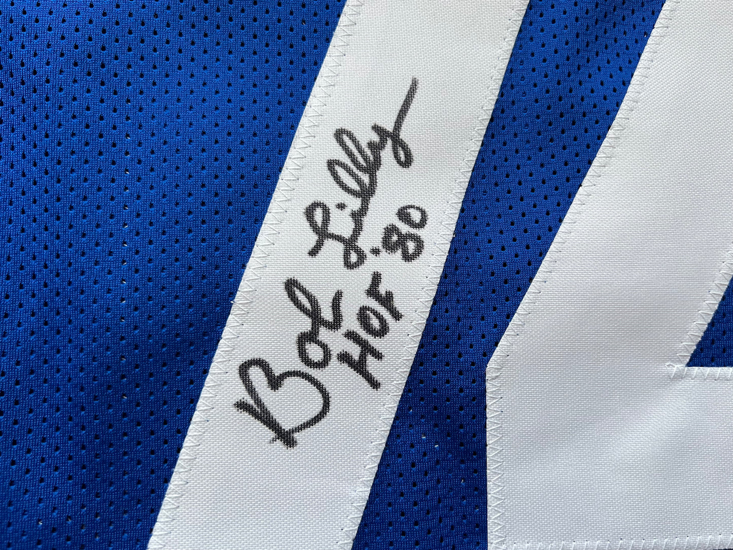 BOB LILLY SIGNED BLUE JERSEY Size L Dallas Cowboys w/HOF 80 BAS COA
