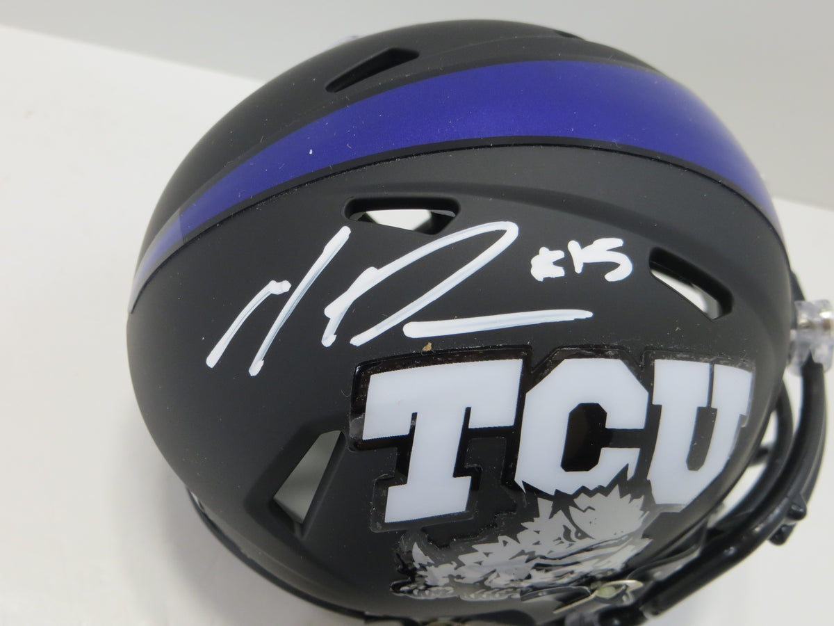 MAX DUGGAN TCU HORNED FROGS SIGNED Black MINI HELMET BAS