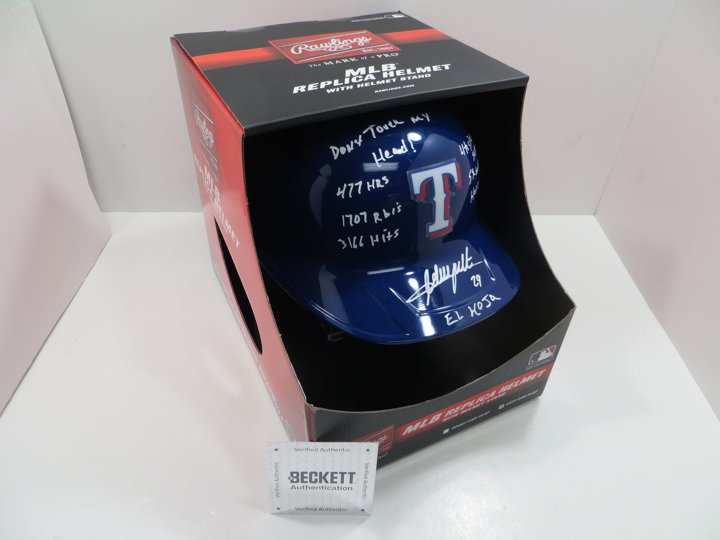 ADRIAN BELTRE SIGNED FULL SIZE TEXAS RANGERS BATTING HELMET w/8 STATs BAS COA