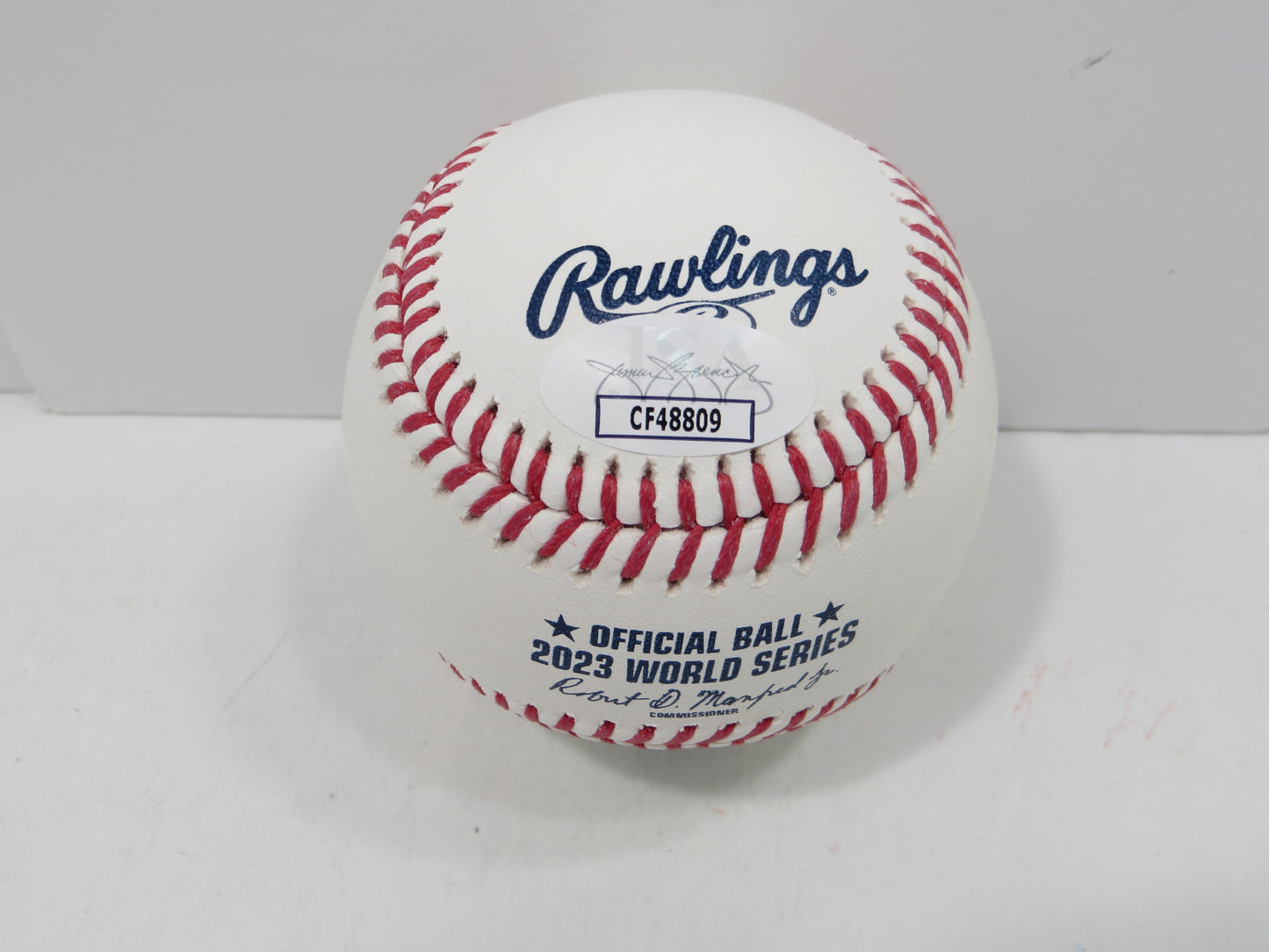 BRUCE BOCHY SIGNED Rawlings 2023 World Series BASEBALL w/INSC Texas Rangers JSA